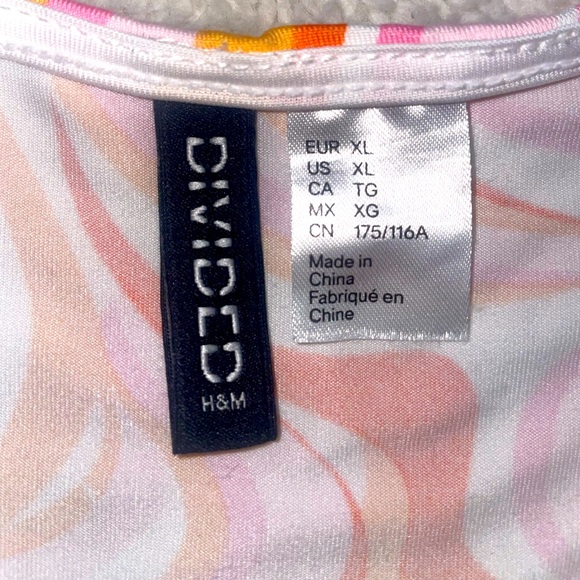 Divided H&M Pink and‎ Orange Colorful Swirl Bell Sleeve V Neck Dress - Picture 3 of 6